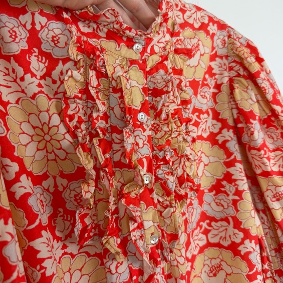 Oliphant Short Sleeve Pintuck Button Down Blouse Size S - Picture 5 of 15